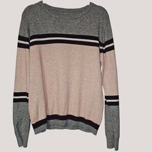 Shein Women's Colorblock  Long Sleeve Sweater Size Small Gray & Pink Pullover